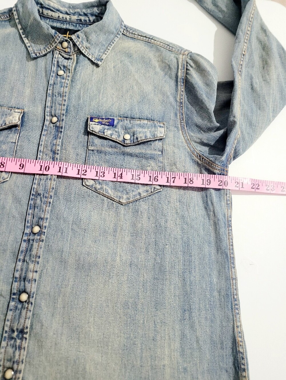 STS Ranchwear Western Denim Snap Shirt Women's Size Large 100% Cotton Pearl Snap - Picture 12 of 15